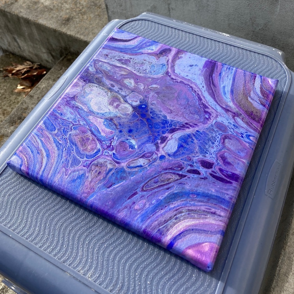 Clinquant 8"x8" Painting by Color Fluent Art (Blue/Purple/Silver) - Picture 3 of 3